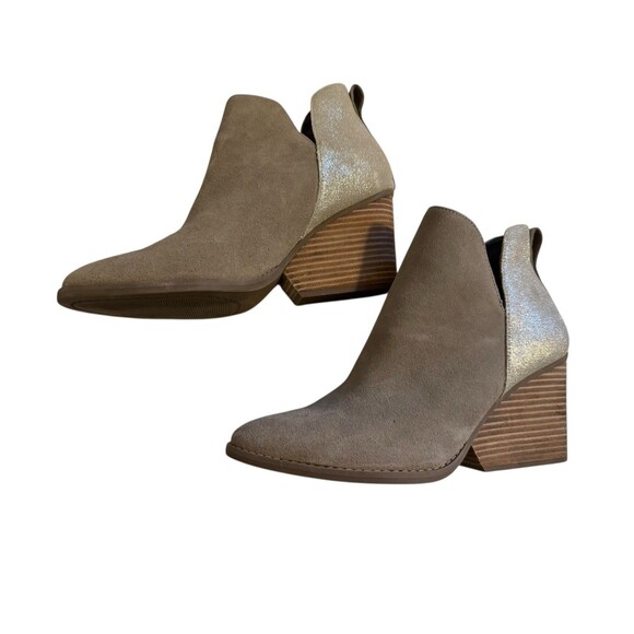 Tom’s Womens Eliza Bootie Dune Metallic Suede Size 8.5 - Picture 1 of 9